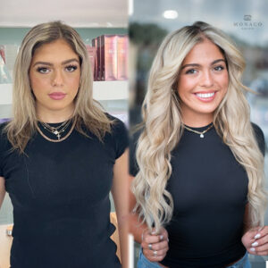 blonde highlights and hair extensions monaco salon