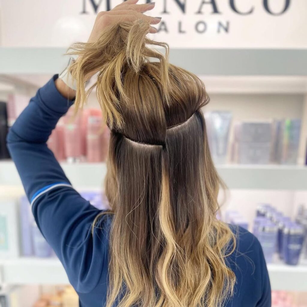 natural beaded row at monaco salon hand tied wefts